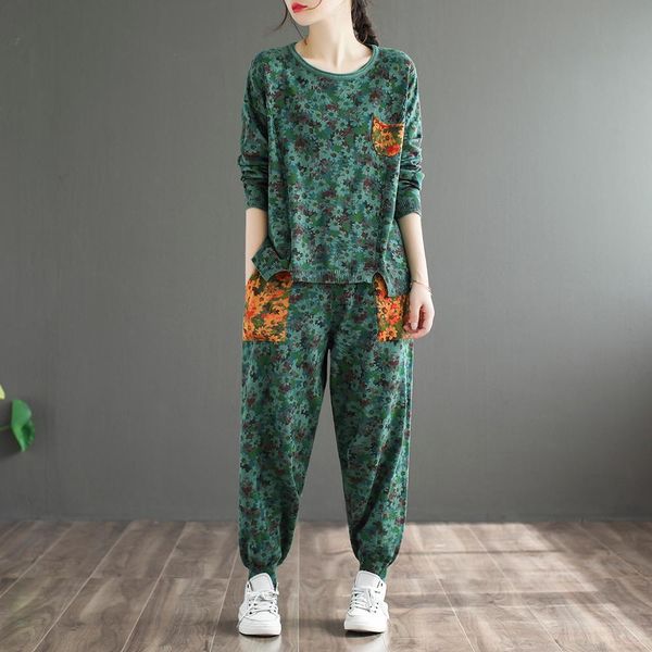 

traditional chinese trousers knitted ancient tang suit harem pants casual full sleeve chinese style clothing women 11469, Red
