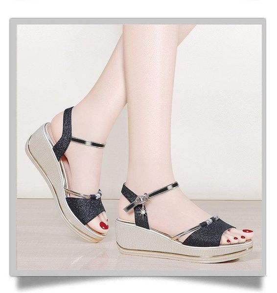 

women sandals summer fashion outdoor wedge sandals open toe fish head fashion platform high heels women shoes zapatos de mujer, Black