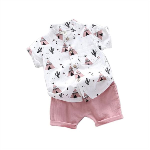 

summer baby clothes suit children boys printed shirt shorts 2pcs sets toddler casual cotton clothing infant kids tracksuits, White