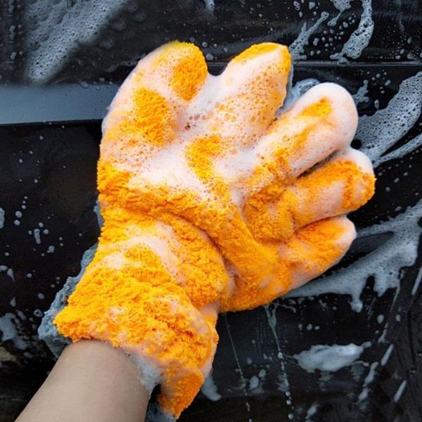 

car sponge washing gloves cleaning miwash glove maintenance soft coral fleece brush cloth for motorcycle auto home