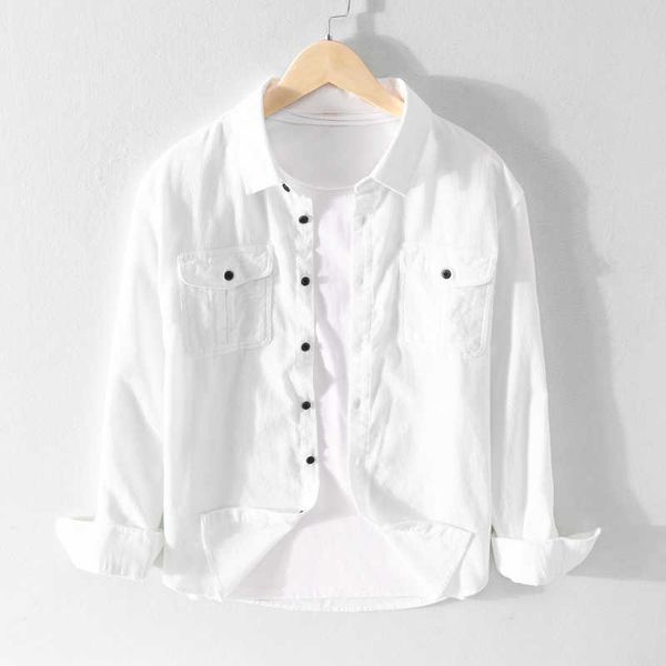 

corduroy long sleeve dress shirt for men 100% cotton button up shirt male slim white vintage fashion clothing trends 210601, White;black