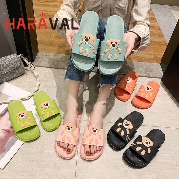 

haraval women slipper shoes spring summer autumn new fashion 2021 black organe green pimk lovely style cartoon animation b45