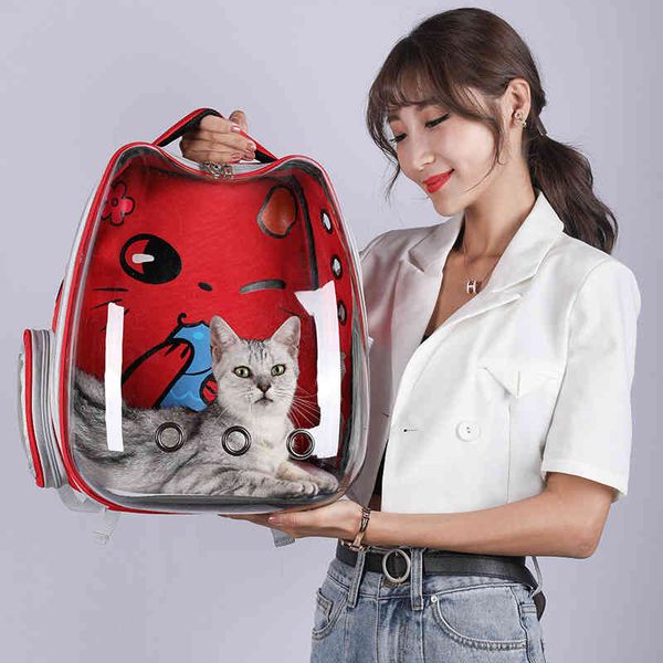 

pet bag straight cat breathable out portable transparent space car, Black;red