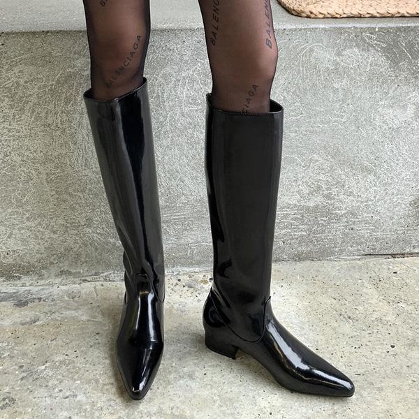 

boots 2021 winter korean style trendy high-end customized first layer cowhide flat-heel women's, Black