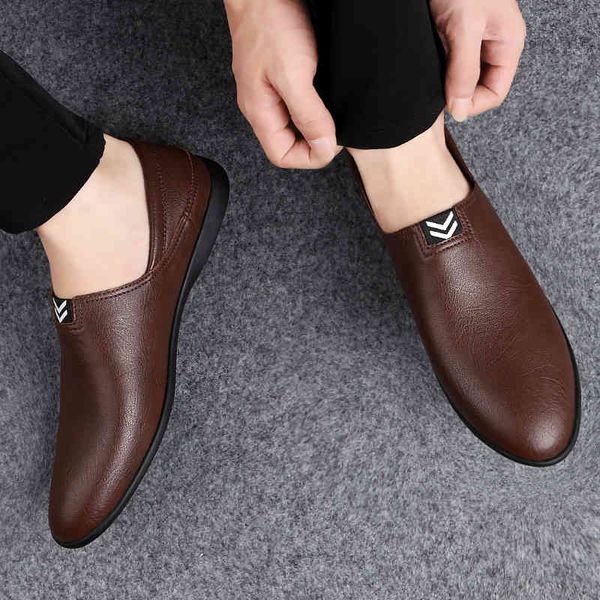

dress shoes men's peas comfortable genuine leather men casual breathable loafers slip-on footwear walking driving * bqco, Black
