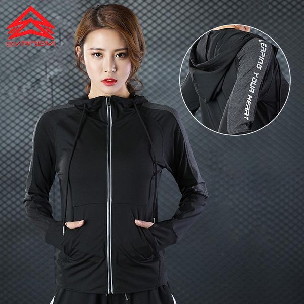 

syprem print words fitness yoga gym jogging zipper shirt women stand-up collar running basic jackets sports outerwear & coats, White;red