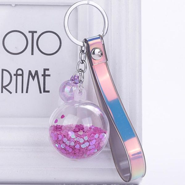 

keychains quicksand sequins key pendant living flower hang pu leather cord car chain pendan, Silver