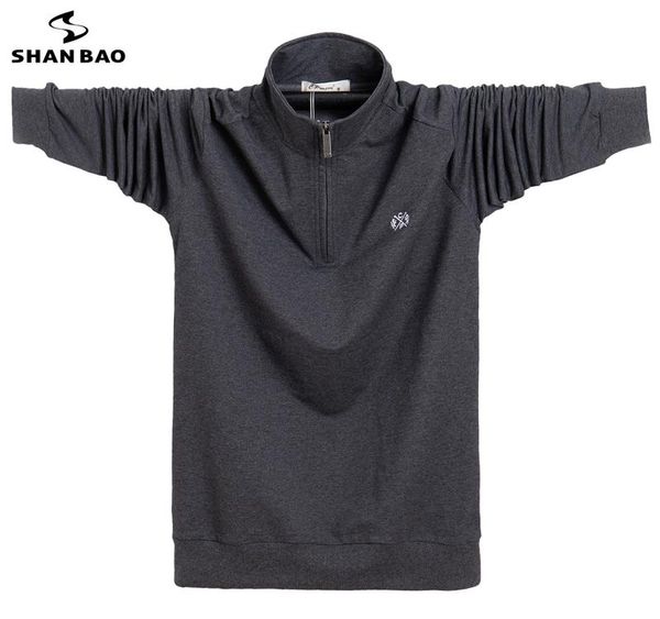 

men's polos shan bao 2021 spring and autumn brand cotton classic embroidery father's shirt plus size loose long-sleeved, White;black