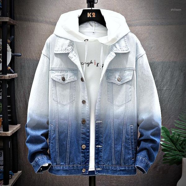 

men's jackets spring 2021 fashion clothing gradient brand loose korean student clothes male denim coats jacket, Black;brown