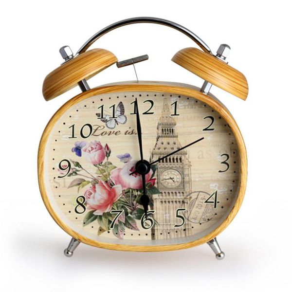 

other clocks & accessories retro mute double bell metal alarm clock student bedroom bedside table home decoration with night light watches
