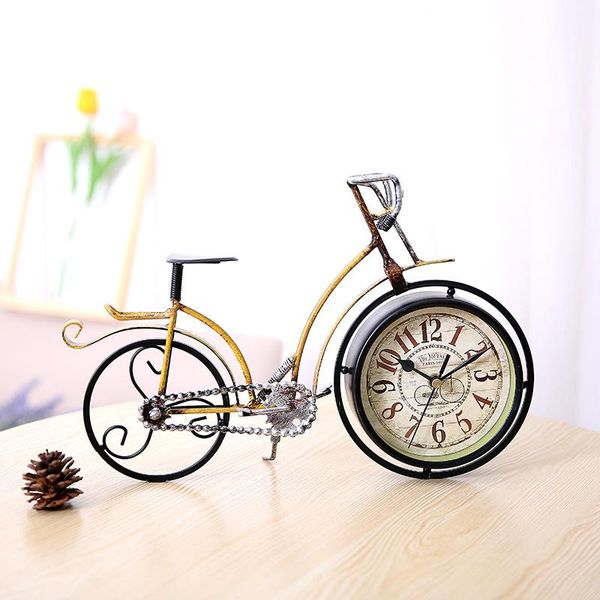 

desk & table clocks retro wrought iron handicraft clock bicycle shape home furnishing house decoration creative gift