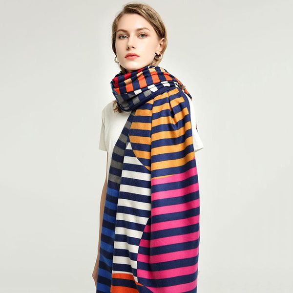 

scarves 2021 women keep warm cotton linen scarf lady soft wraps striped print shawls female elegant hijab 180x90cm, Blue;gray