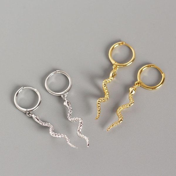 

hoop & huggie 925 sterling silver ear buckle snake animal hoops earrings for women's luxury designer 2021 trend accessories fine jewelr, Golden;silver
