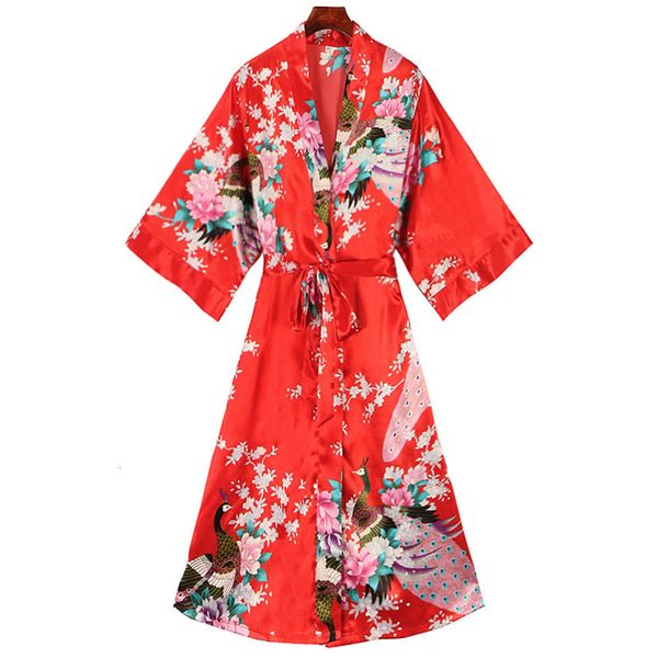 

bathrobe large lace up printed casual kimono women's summer silk cardigan show thin pajamas nightgown housewear