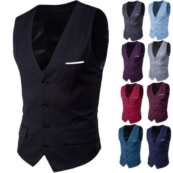 

men's vests 20219 color slim gentleman waistcoat business casual male, Black;white