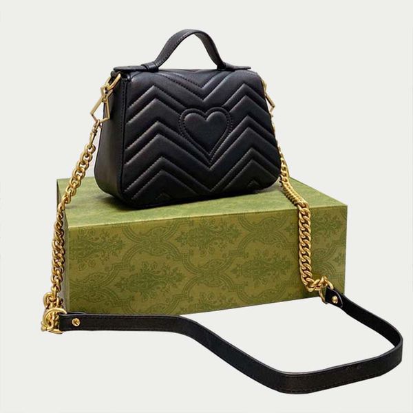 Moda Bolsa Feminina Marmont Bolsa Mensageiro Caixa Original 20cm Clássico de Couro de Alta Qualidade Bolsa Tiracolo Corrente Ombro Mulher 2021