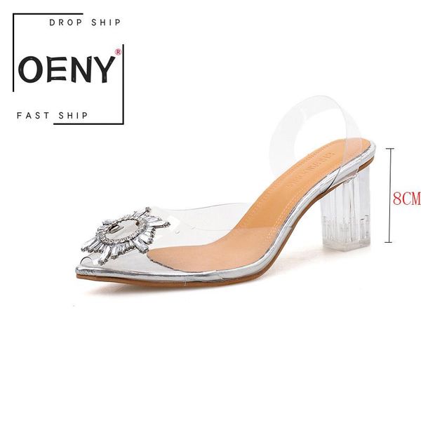 

sandals plus size 11 summer transparent high heels women slip-on pointed toe pumps shoes comfort silver party, Black