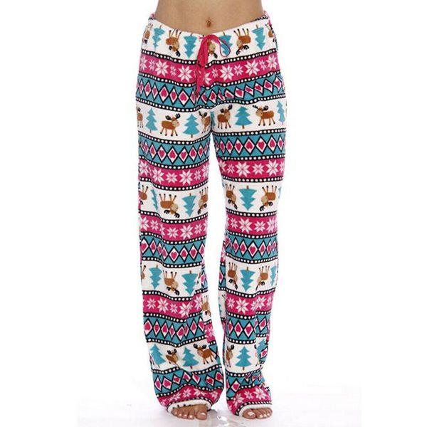 

women men christmas lounge pajama pants soft animal printed loose sleep bottoms trousers xmas deer prin, Black;brown
