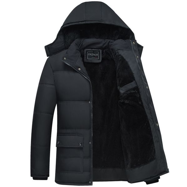 

winter coat men fashion mens parkas thicken male thick warm coat parkas hooded winter windproof man jacket for men clothes parka 211124, Black