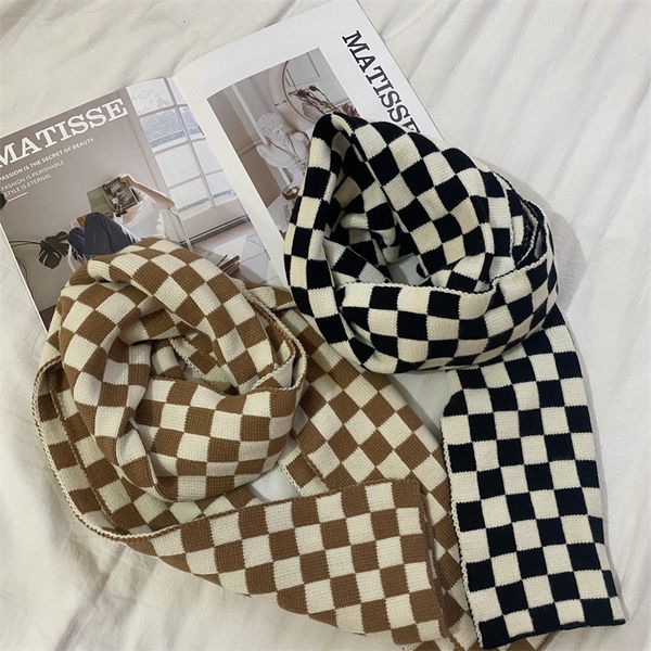

woman others apparel chessboard plaid small scarf women autumn and winter warm neck fashion, Black;white