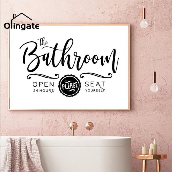 

paintings black white quotes canvas poster wall art pictures bathroom sign prints el one piece for restroom room home decor