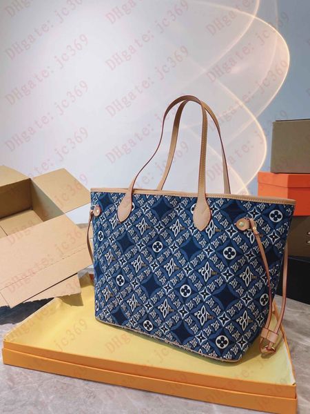 En kaliteli kadın çantası moda tasarımcısı çanta Tek Omuz Messenger çanta 1854 denim cüzdan klasik alışveriş tote çanta 2 Parça Set