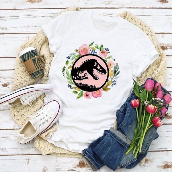 

women graphic mama dinosaur flower mom print mother summer shirt lady clothes t-shirt womens clothing tee female t shirt, White