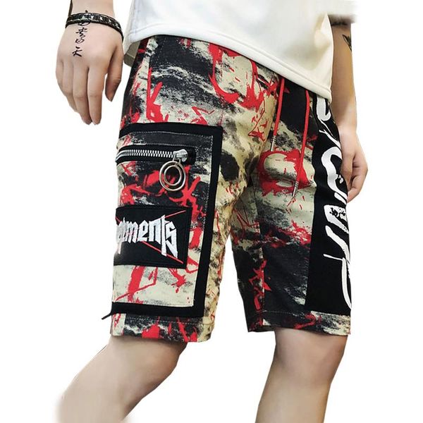 

2021 full printed mens summer shorts casual streetwear beach shorts male elastic hip hop knee length drop shipping abz306, White;black