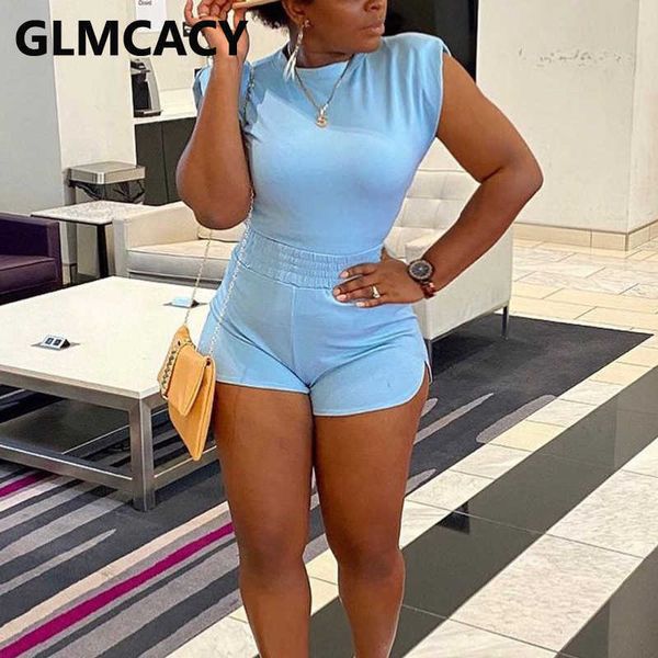 

two piece solid summer suits sleeveless shirt & casual shorts set 210702, White