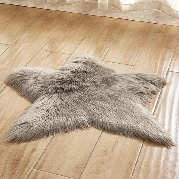 

nursery baby room star shape fluffy anti slip carpet home decor long plush area rug for bedroom pentagram super soft silky