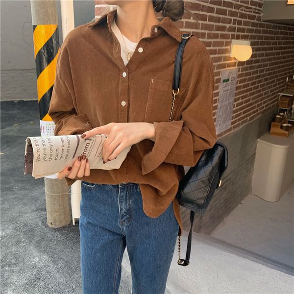 

2021 new outwear veludo casuais blusas estilo coreano elegante camisa vk2e, Black