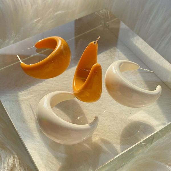 

hoop & huggie origin summer big candy color c shape earrings for women korean resin geometric jewelry pendientes, Golden;silver