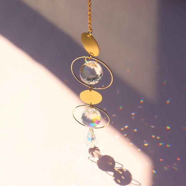 

decorative objects & figurines moon sun ball crystal catcher hanging metal ornament pendant rainbow maker home garden decoration trapasol r