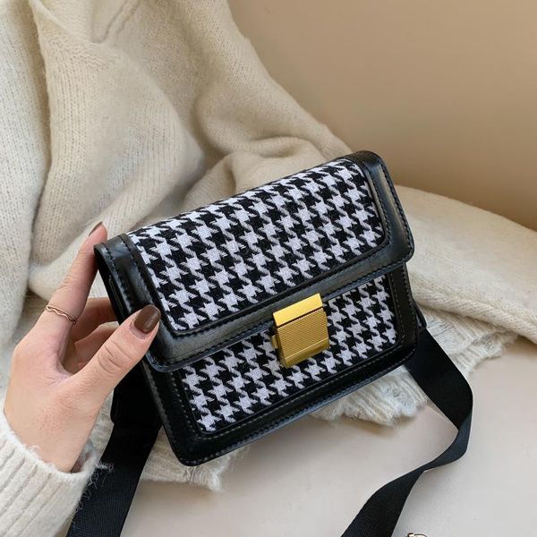 

cross body autumn and winter women's shoulder bag fashion messenger contrast color versatile plaid small square bags for women
