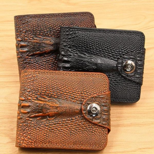 

high-quality new pu short crocodile pattern men's magnetic buckle wallet, wallet, card holder, bank card holder, change wallet, Red;black