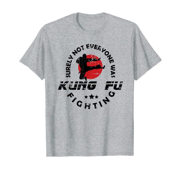 

funny surely not everybody was kung fu fighting t-shirt, White;black