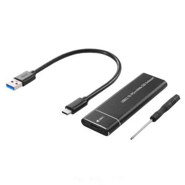

hubs portable usb 3.1 type c to m.2 m-key pcie nvme ultra slim ssd enclosure 10gbps aluminum alloy plug and play