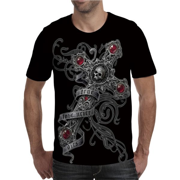 

ch 2020 new skull cross 3d printing trend casual loose men's and women's short sleeve t-shirt, White