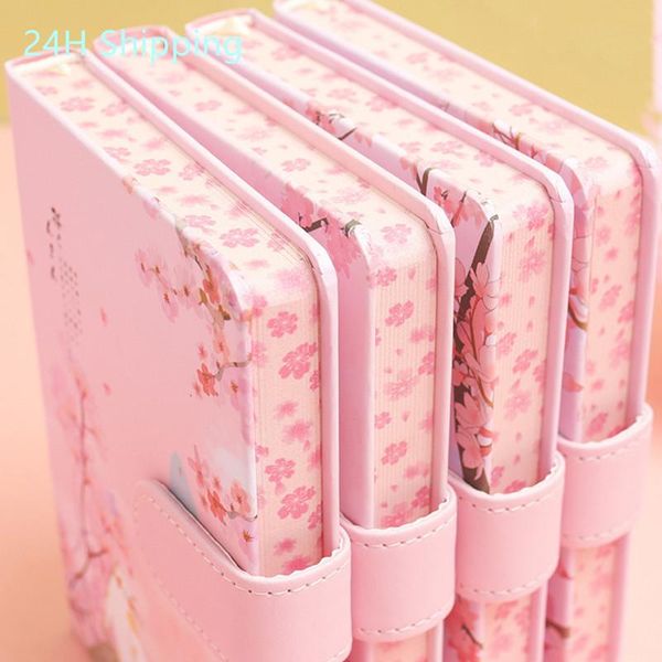 Notepads Japon Kiraz Çiçeği El Hesap Kitap Taze Kız Kalınlaşmış Izgara Günlüğü Dizüstü Sevimli Renk Sayfa Kırtasiye Kawaii Planlayıcısı