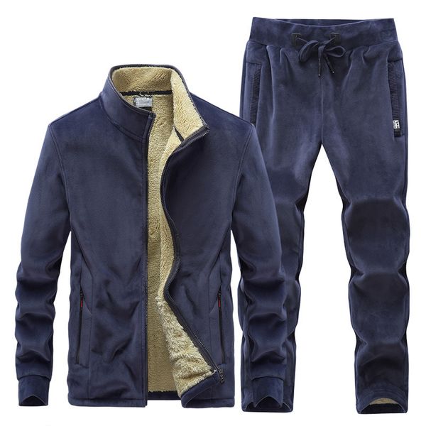 

sweater set large winter warm sier cashmere fashion leisure set men's lamb cashmere sports suit, Gray