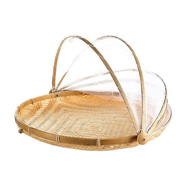 

kitchen storage & organization basket hand-woven insect-proof with gauze dust-proof sun fruit cover picnic