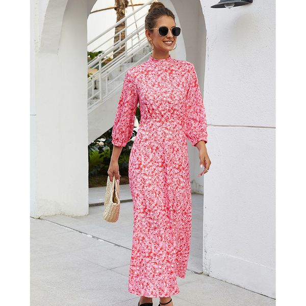 

2019 new autumn and winter european and american womens clothing swing maxi dress wholesale, Black;gray