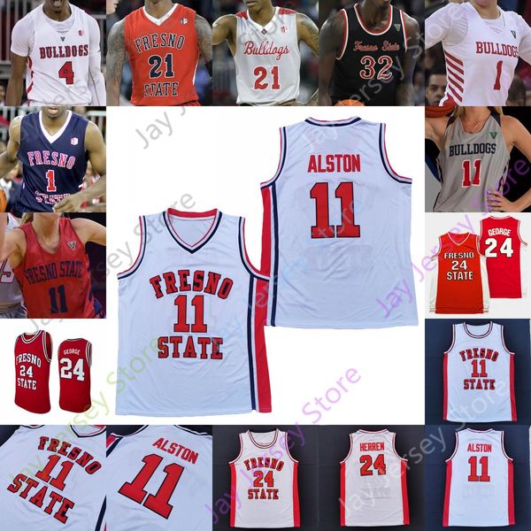 

fresno state bulldogs basketball jersey ncaa college paul george chris herren robinson williams grimes blackwell hyder hart johnson alston, Black;red