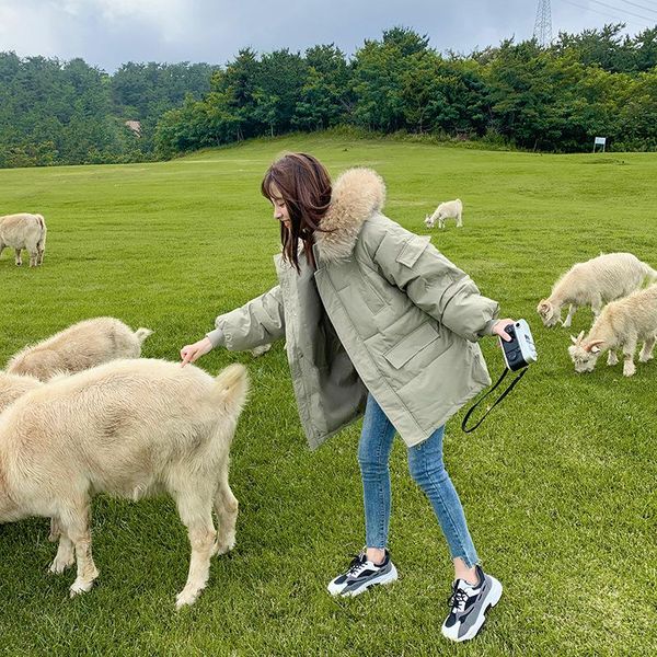 

women's down & parkas clothes women plus size winter coat puffer jacket big fur collar 2021 loose korean version thickened student brea, Black