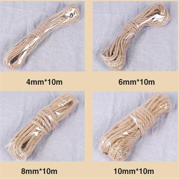 

yarn 10m natural jute rope twine twisted cord macrame string diy craft handmade decoration pet scratching 4mm-12mm, Black;white