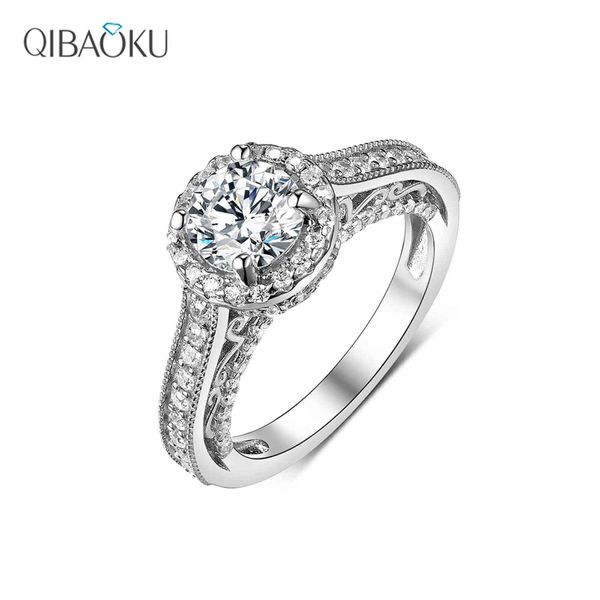 

luxury solid 14k 18k white gold s925 sterling silver round halo moissanite engagement ring for women jewelry wedding rings, Slivery;golden