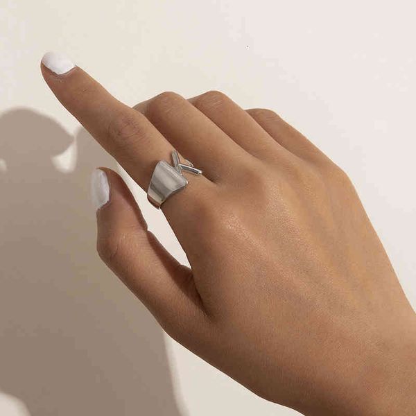 

creative geometric letters opening ring for women, Silver