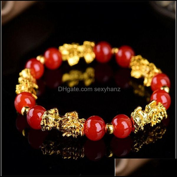 

other bracelets jewelry pixiu bring wealth good luck bracelet chinese fengshui beast agate charm lucky drop delivery 2021 jos2n, Golden;silver