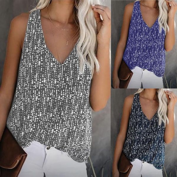 

women's t-shirt harajuku tshirts fashion casual comfortable soft v-neck printed color sleeveless summer 2021 vest clothing, White