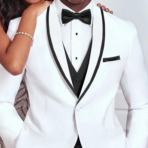 

men's suits & blazers 2021 white black wedding tuxedo for groom 3 piece slim fit men man fashion costume jacket pants vest terno mascul